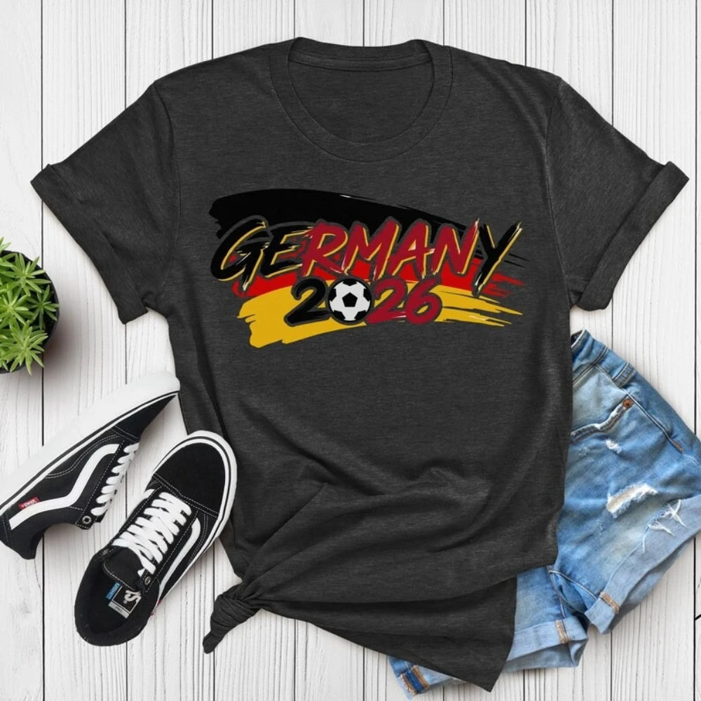 Germany 2026 Soccer Shirt German Football Fan Shirt Soccer Party Supplies Casual Daily Wear Men Women Fashion Summer Cotton Tops