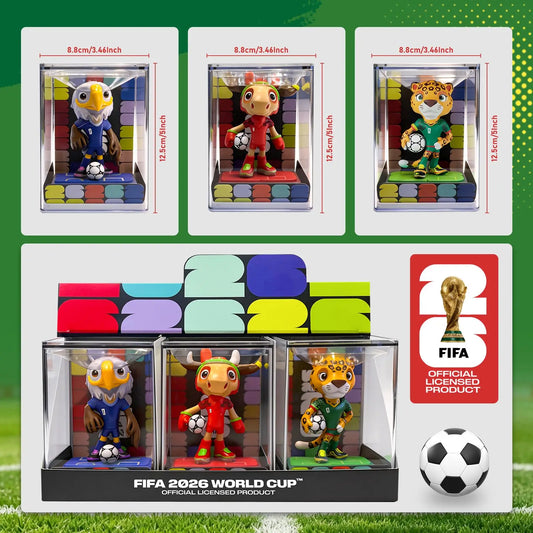 FIFA Official Licensed 2026 World Cup Mascot 3-Piece Collectible Set, Fan Memorabilia - Maple & Zayu & Clutch /9cm/3.54inch 9DZB