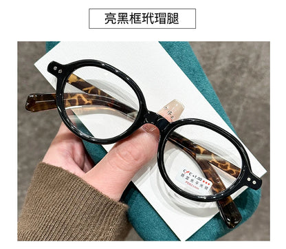 Retro Small Frame Presbyopia Glasses Oval Frame Green Tortoiseshell Reading Glasses Blue Light Blocking Eye Protection Eyewear