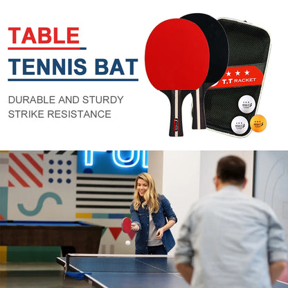 Professional Table Tennis Racket Set with 2 Paddles And 3 Balls - Includes Storage Bag Ping Pong Kit for Sports Enthusiasts
