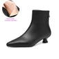 Plus Size 34-42 Genuine Leather Pointed Toe Med Heels Zipper Modern Boots Winter Autumn Shoes Concise Elegant Dress Ankle Boots