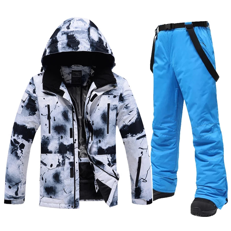 Winter -30 Degree Ski Suit For Men Windproof Waterproof Thick Warm Skiing Jacket Snow Pants Outdoor Male Snowboarding Clothing