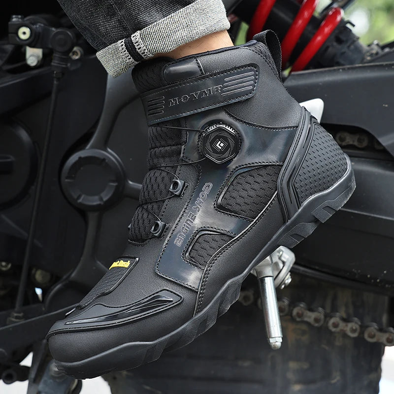 New Motorcycle Boots Men Leather Motos Breathable Anti Slip Wear-resistant Riders Boots Motorbike Racing Ankle Length Shoes Off-