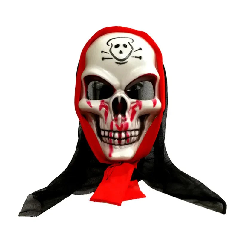 Kid Halloween Costume Set with Glowing Red Eyeglasses Skeleton Mask Death Cloak and Sickle Accessories for Scary Dress Up Partie