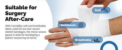 1Roll Gauze Bandage Rolls, Disposable Elastic Bandages, Breathable Cotton Wound Care Dressing Gauze Nursing Survival Kits