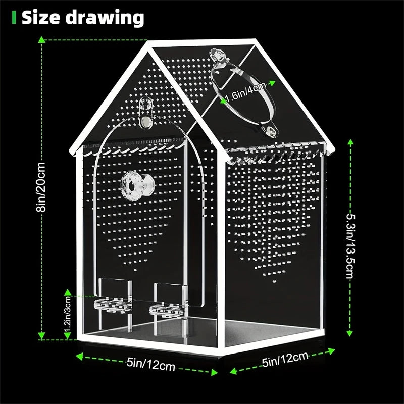 Transparent Acrylic House Insect Habitat Box Waterproof Sealed Reptile Feeding Terrarium For Kids Hobbyist Lab Science Gift