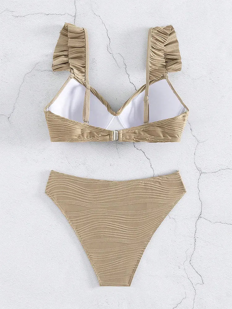 New Sexy Push Up Bikini Ribbed Plus Size Swimwear Women Swimsuit Biquini Set Beachwear Bathing Suit 2024 Mujer Thong Monokini XL