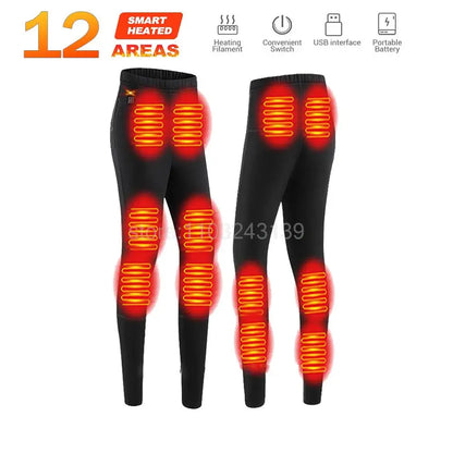 Winter Heated Thermal Underwear Men Heating Jacket Skiwear Heated Jacket Fleece Warm Top Pants USB Electric Heating Clothing