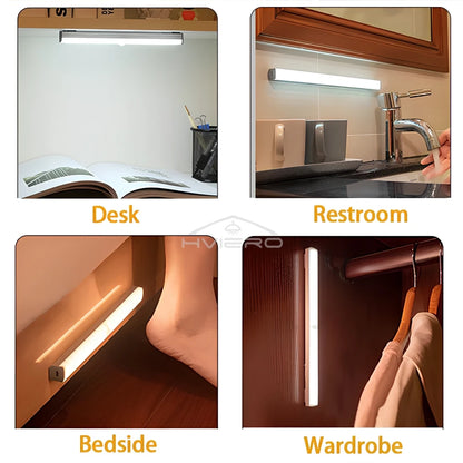 Motion Sensor Night Lights Wireless LED Cabinet Lamps USB Rechargeable Magnetic For Wardrobe Room Closet Kitchen Aisle lighting