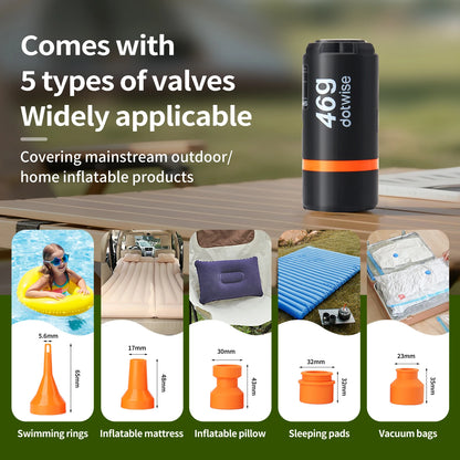 DOTWISE Outdoor Mini Portable Inflation Pump With Camping Light 5 Nozzles Suitable For Inflating Beds Sleeping Mats Vacuum Bags
