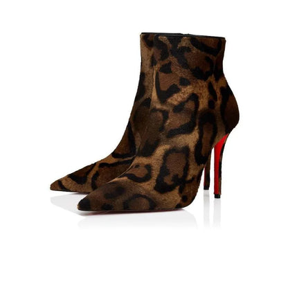 European and American women's high-quality fashionable temperament pointed stage walking shoes sexy leopard print nightclub boots