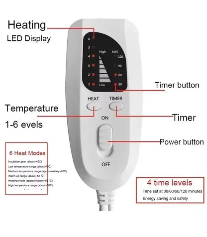 Electric Heating Pad Adjustable Warm Body Blanket Heated Blanket Waist Back Leg Warming Mat with Intelligent Timing Heated Pad
