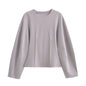 TRAFZA Women New Fashion Slimming 2-Piece Set Double-Sided Fabric O-Neck Long-Sleeve Top+Elegant Stretch Long Pants Female Suit
