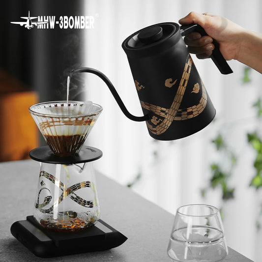 MHW-3BOMBER 220V Electric Kettle Gooseneck Pour Over Kettle Coffee Pot Precise Control Heating Water Boiler Barista Tool