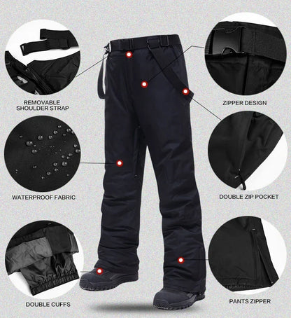 New Winter Ski Pants Men Outdoor Mountain Windproof Waterproof Ski Snowboard Pants Warm Snow Male Trousers Brand