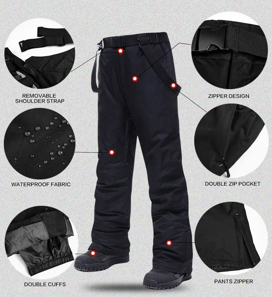 New Winter Ski Pants Men Outdoor Mountain Windproof Waterproof Ski Snowboard Pants Warm Snow Male Trousers Brand