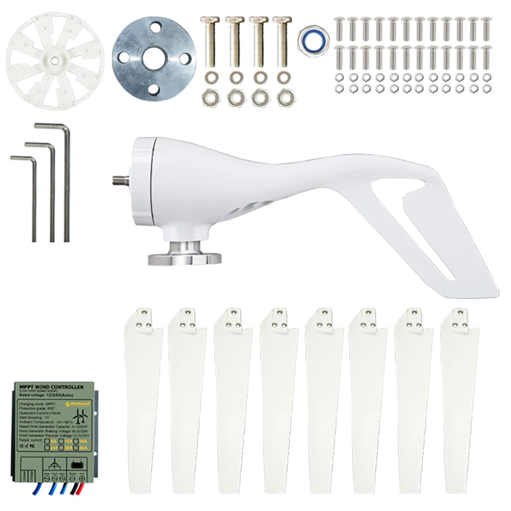 1kw 1000w Horizontal Strong Wind Turbine Generator 48V 24V 12V Power Magnetic Dynamo Free Energy 220v Inverter Output For Home