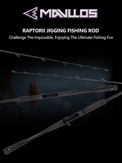 Mavllos RaptorII Carbon Tuna Fishing Jigging Rod, Lure 80-250g , Line 20-50LB Fast Saltwater Trout Fishing Spinning Casting Rod