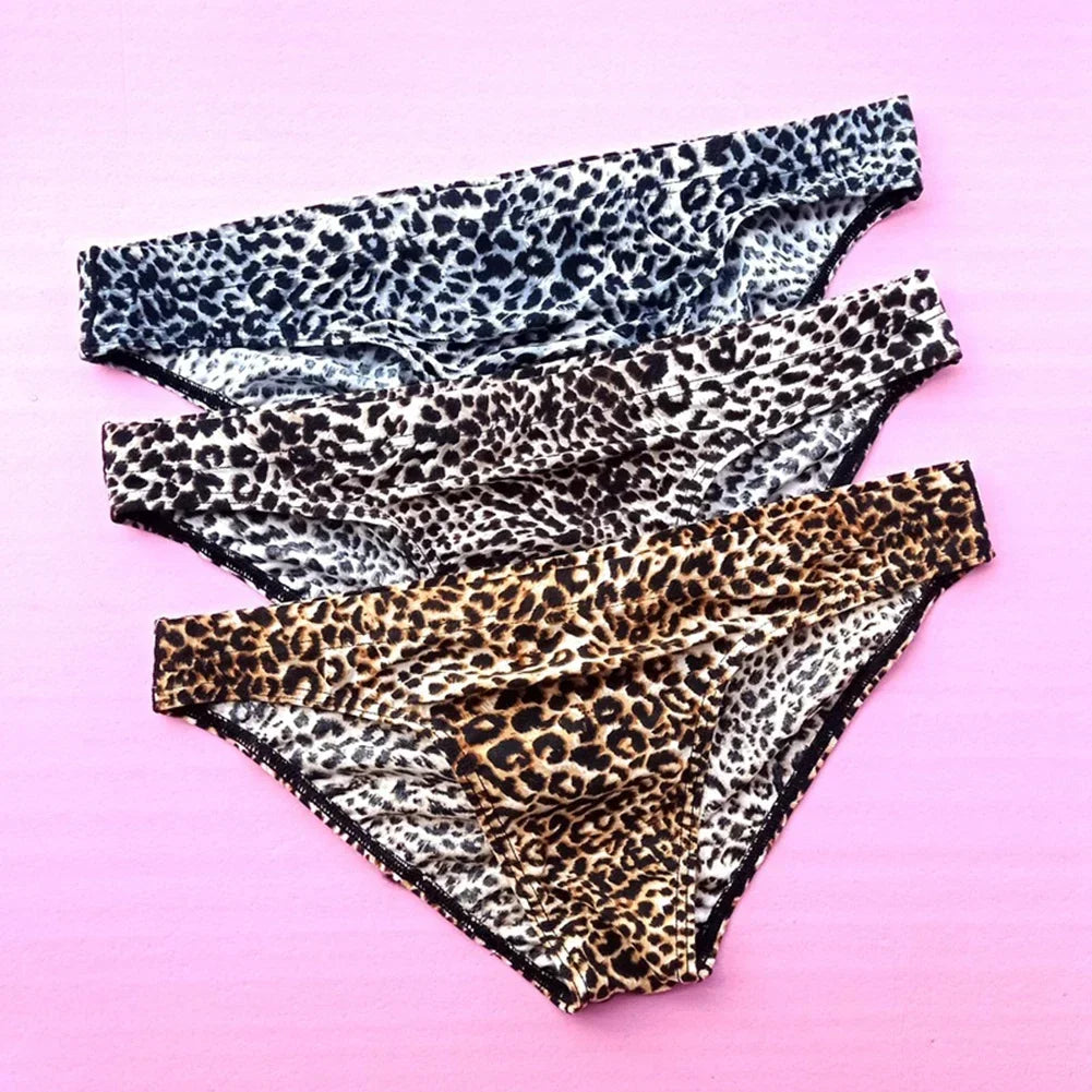 Men's Panties Leopard Printed Bikini G-String Low Waist Briefs Soft Pouch Temptation Lingerie Underwear Seamless Underpants