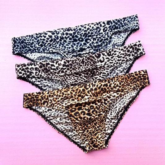 Men's Panties Leopard Printed Bikini G-String Low Waist Briefs Soft Pouch Temptation Lingerie Underwear Seamless Underpants
