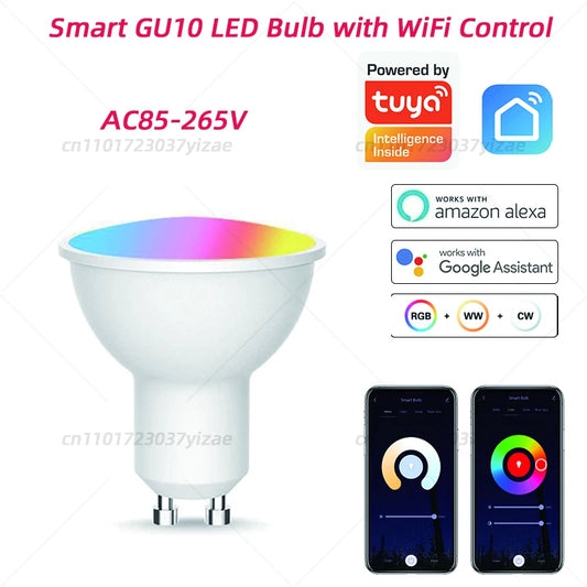 （TUYA） GU10 Spotlights 1/2/4-Pack, Smart WiFi RGB Light for Home Decor, Adjustable Color Temperature, High CRI 90+