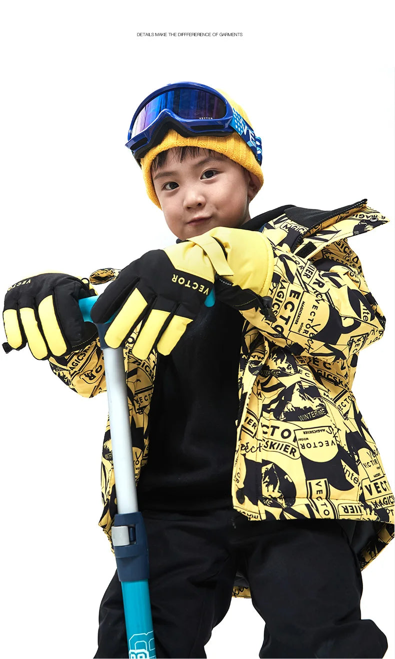 VECTOR Ski Professional Children's Ski Jacket Warm Waterproof Boys Girls Outdoor Skiing Snowboarding Winter Ski Kids
