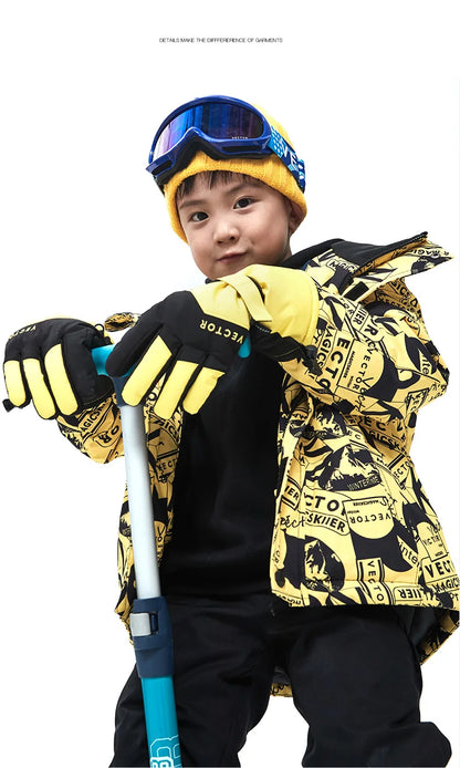 VECTOR Ski Professional Children's Ski Jacket Warm Waterproof Boys Girls Outdoor Skiing Snowboarding Winter Ski Kids