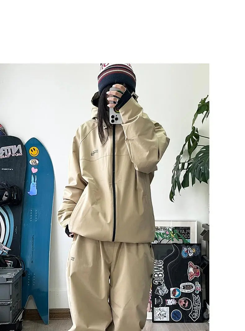 John snow 2024 New Male female couple Single and double board Ski suit set Loose type waterproof keep warm Ski pants ski jackets