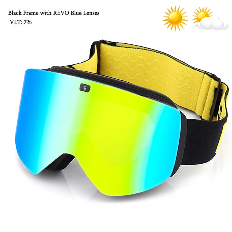 Ski Goggles with Magnetic Double Layer Yellow Lens Skiing Anti-fog UV400 Snowboard Goggles Men Women Ski Glasses Eyewear Set