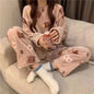 Ruffles Pajamas for Women Autumn Winter Peter Pan Collar Ruffle Sleeve Pajama Top and Elastice Waist Pants 2 Pcs Pajama Sets