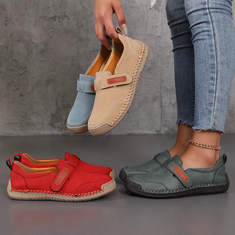 Handmade Leather Women Shoes Casual Comfortable Slip on Loafers Women Leather Shoes Moccasins Walking Shoes Summer Direct Sales