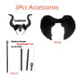 Maleficent Costume Deluxe Girls Halloween Carnival Party Black Trailing Mesh Dress Kids Cosplay Demon Queen Witch Clothes