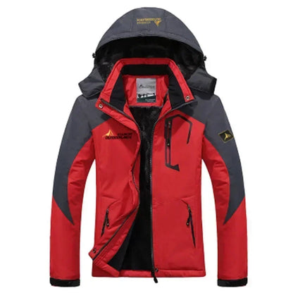 Winter Men's Parka Outdoor Lining Fleece-lined Thickened Windproof Warm Mountaineering Hooded Jacket Cold-resistant Ski Suit 6XL