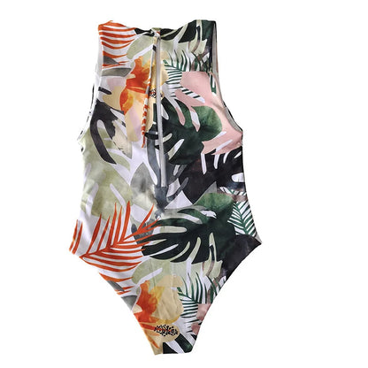 2023 Summer Conservative Tropical Plant Printing Bikini One-piece Swimsuit Beach Bikini Mini Micro Hot
