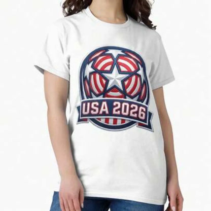 【New style】USA 2026 World Cup T-Shirt Star Spangled Soccer American Host Fan Tee Classic T-Shirt