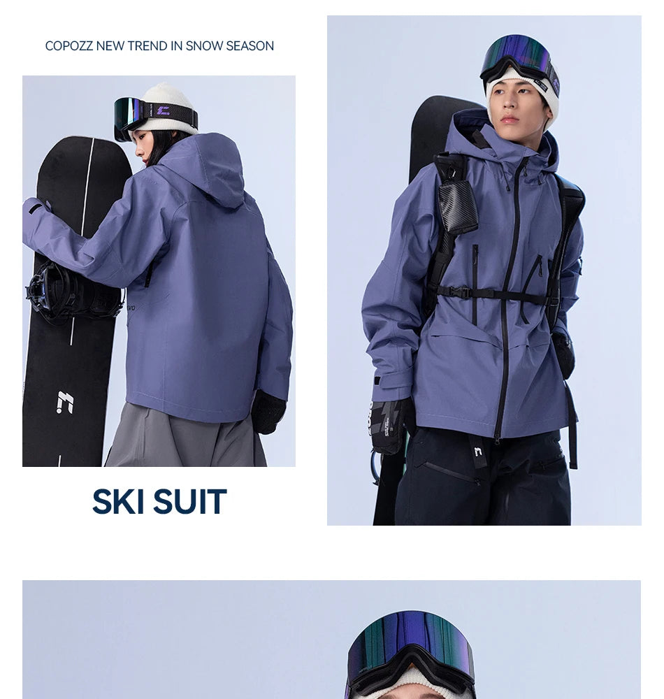 COPOZZ Skiing Coats Winter Warm Women Men Tracksuit Hooded Sports Snowboard Jacket Mountain Female Outwear Windproof Ski Clothes