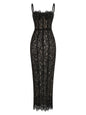 Black Lace Patwork Sleeveless Maxi Dress for Women 2025 Summer Sexy Bodycon Party Dresses Fashion Summer Celebrity Club Wear