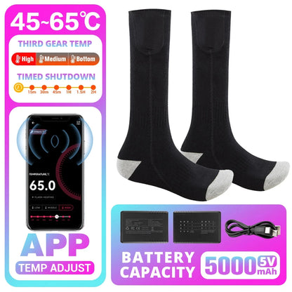 Winter Heated Sock Rechargeable Battery Stocking Men Women Electric Heating Ski Socks Sports Thermal Warmer Foot
