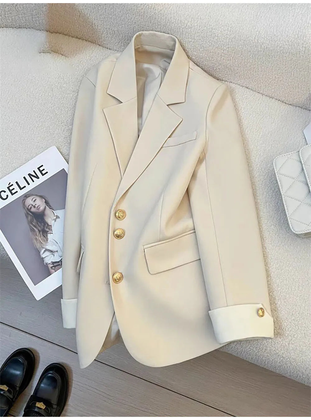 Autumn Winter Office Lady Blazer Jacket Women 2024 Fashion Long Sleeve Coat Woman Blazers Feminino New In Outerwears Casual