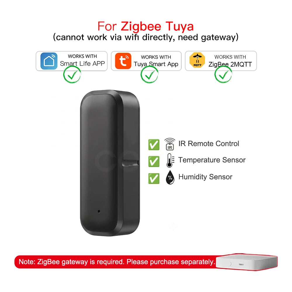 Tuya Zigbee 38KHz IR Remote Control Temperature Humidify Sensor Smart Wireless Universal for TV DVD AC for Alexa Google Home