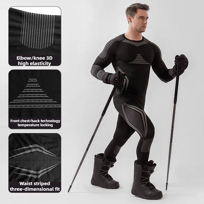 Men Women Ski Thermal Underwear Sets Quick Dry Functional Compression Tracksuit Tight Snowboarding Tops and Pants Adult