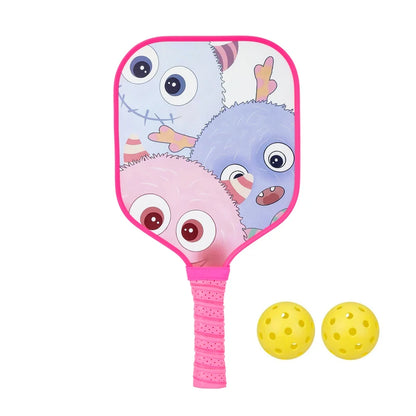 Kids Pickleball Paddles Cute with Small Grip Lightweight Pickleball Rackets Honeycomb Core Fiberglass Set for Children