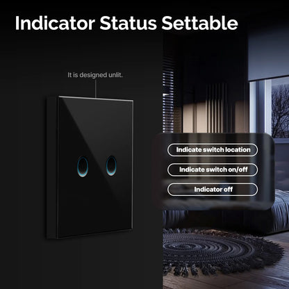 MOES Matter Tuya WiFi Smart Concave Glass Panel Light Switch Neutral Wire Required Compatible with Alexa Google Home SmartThings