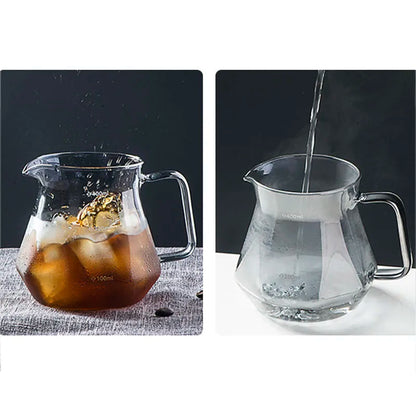 Leeseph Espresso Glass Carafe Coffee Pot, Pour Over Coffee Filter Kettle - 400ml 600ml Diamond Glass Coffee Sharing Pot