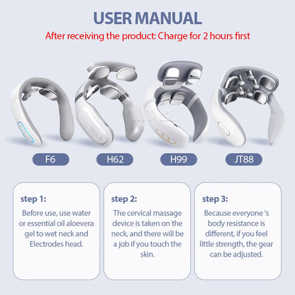 Smart Back Neck Massager TENS Pulse Shoulder Neck Massage Cervical Heating Relieve Pain Muscle Health Care