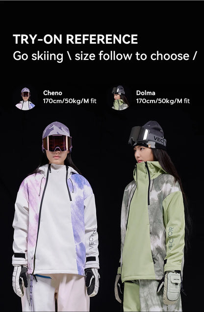 VECTOR Men and Women Splicing Skiing Skiing Top Waterproof Windproof Warm Durable Indoor and Outdoor Skiing Snowboard Jacket