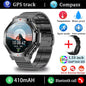 2025 New Men Sports Smart Watch GPS AMOLED Heart Rate Monitoring LED Flashlight NFC Bluetooth Call 3ATM Waterproof Smartwatches