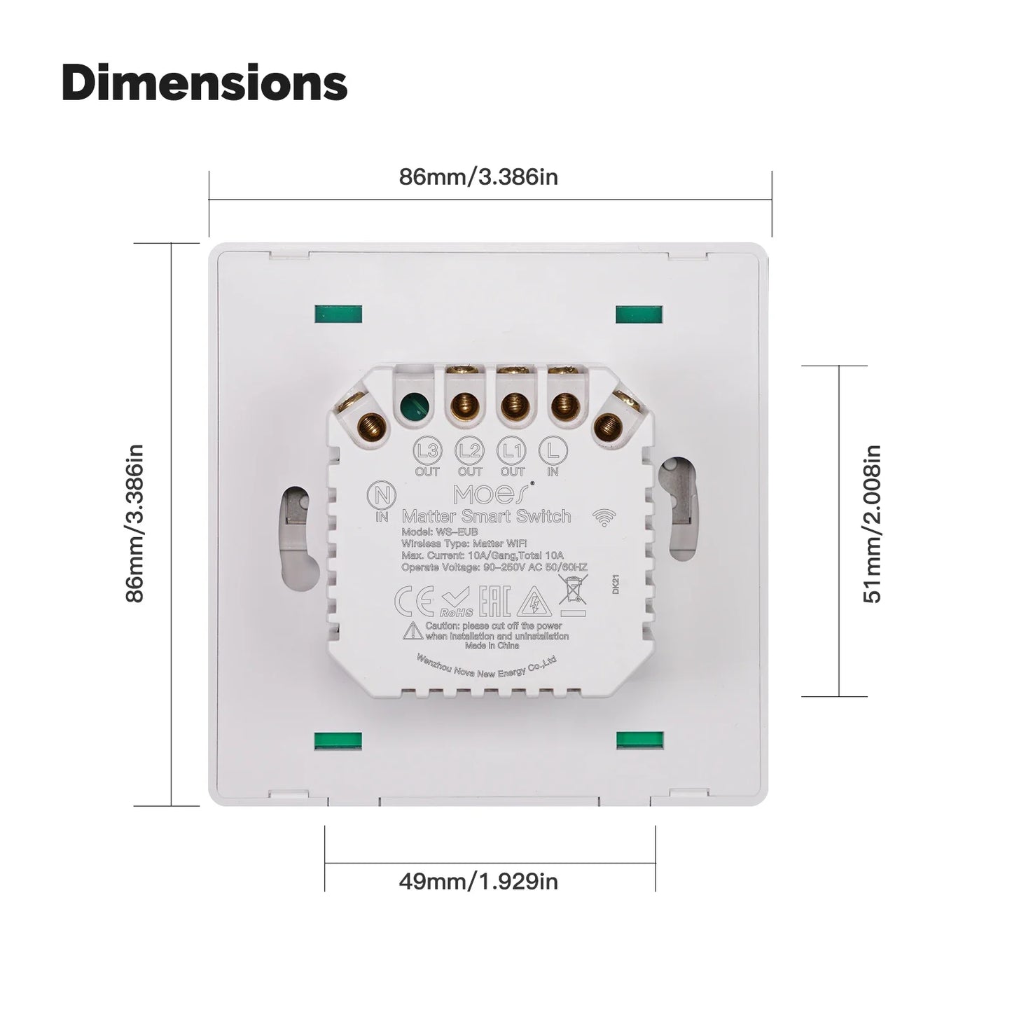 MOES WiFi Matter Smart Switch Light Button Tuya Remote Control EU Verison Work With Alexa Google Home Apple Homekit Smartthings