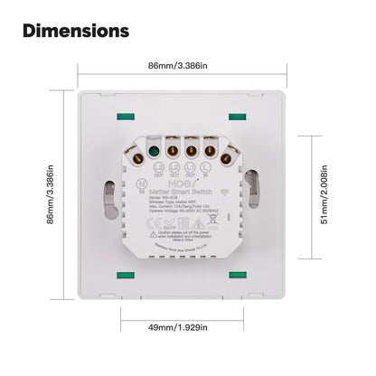 MOES WiFi Matter Smart Switch Light Button Tuya Remote Control EU Verison Work With Alexa Google Home Apple Homekit Smartthings