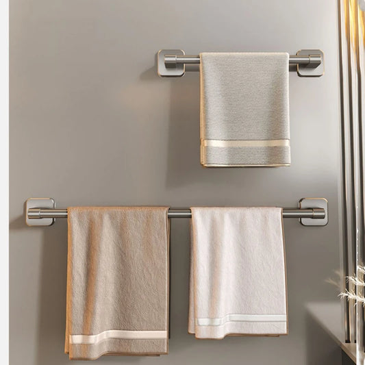 Wall Mounted Towel Holder Slipper Rack Bathroom Storage Rack Holder Without Drilling Bathroom Horizontal Bar Towel Rack